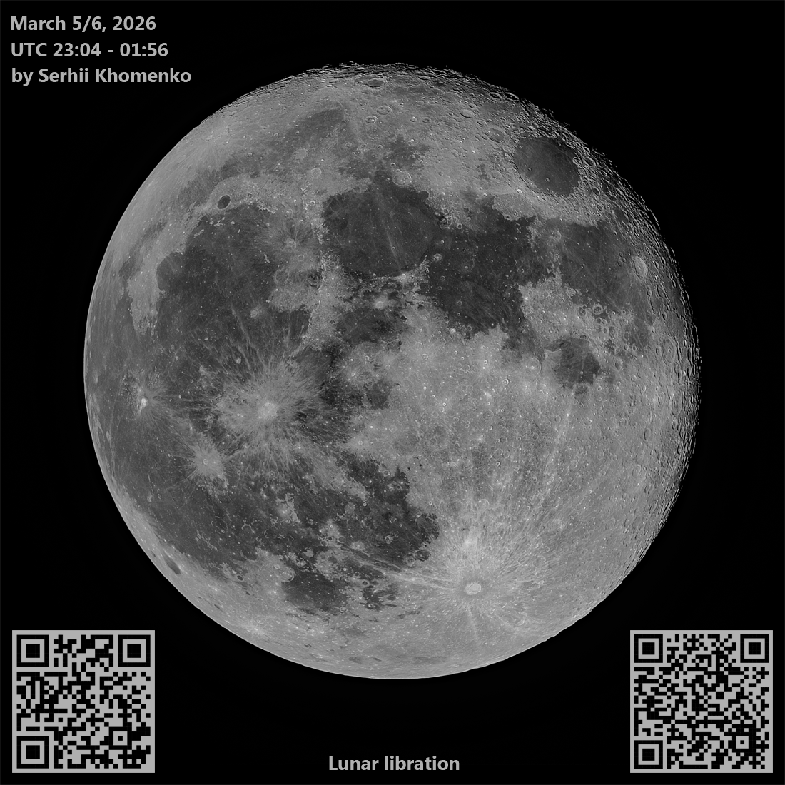 March 4/5, 2026 ; UTC 23:04 � 01:56SW BD25012 + Baader Planetarium Mark III; Nikon D7200; ISO 100; 1/400s; WS-201WD; PIPP, AuSt, LR.